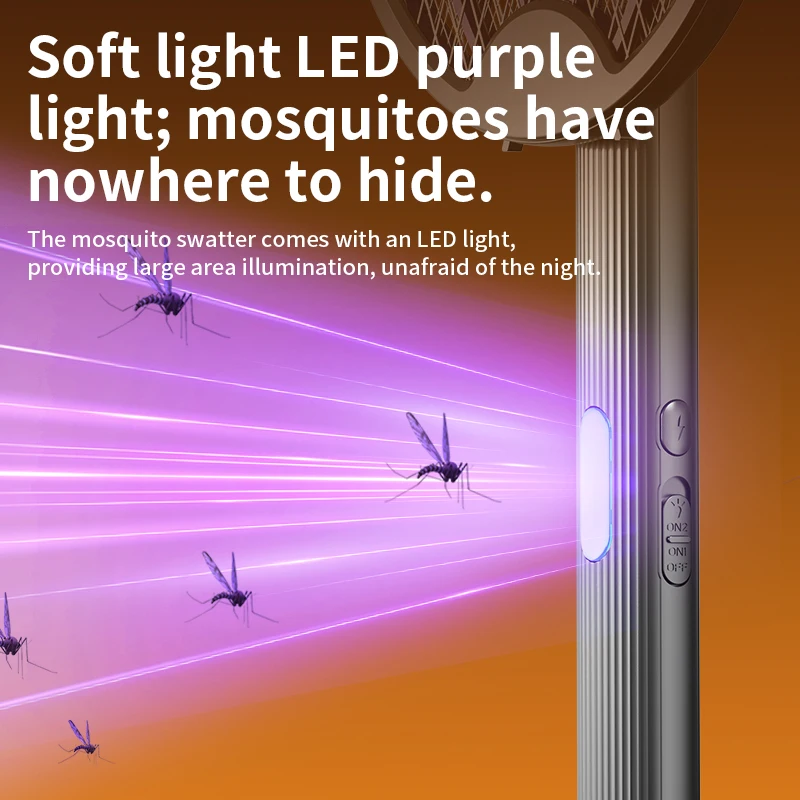 3-in-1 Electric Mosquito Swatter Foldable Electric Mosquito Killer Anti-mosquito Lamp Rechargeable Wall-Mounted Mosquito Swatter