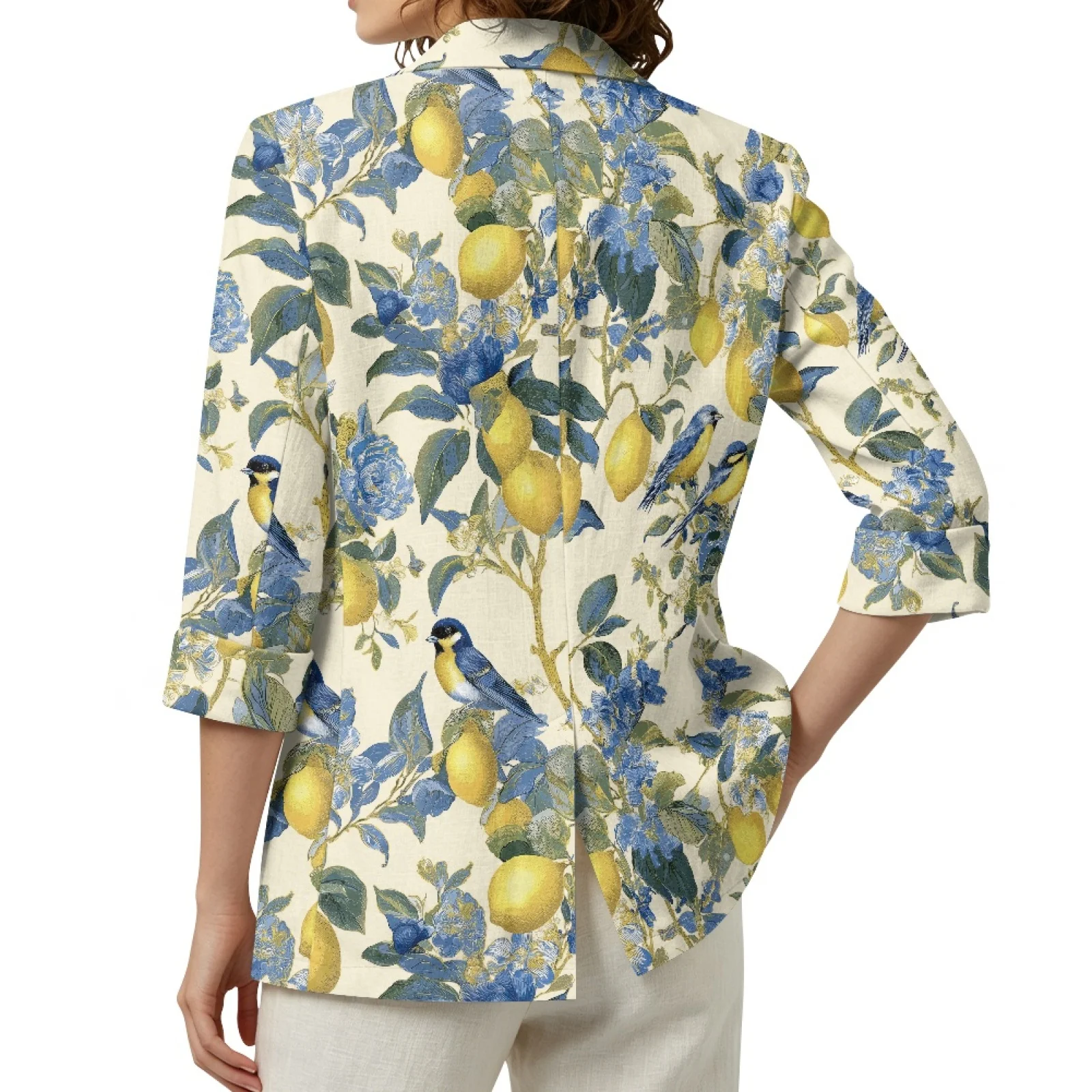 PENSTROLL Lemons Linen Style Cardigan Cover Up Jacket Jackets for Women Casual Open Front Tops