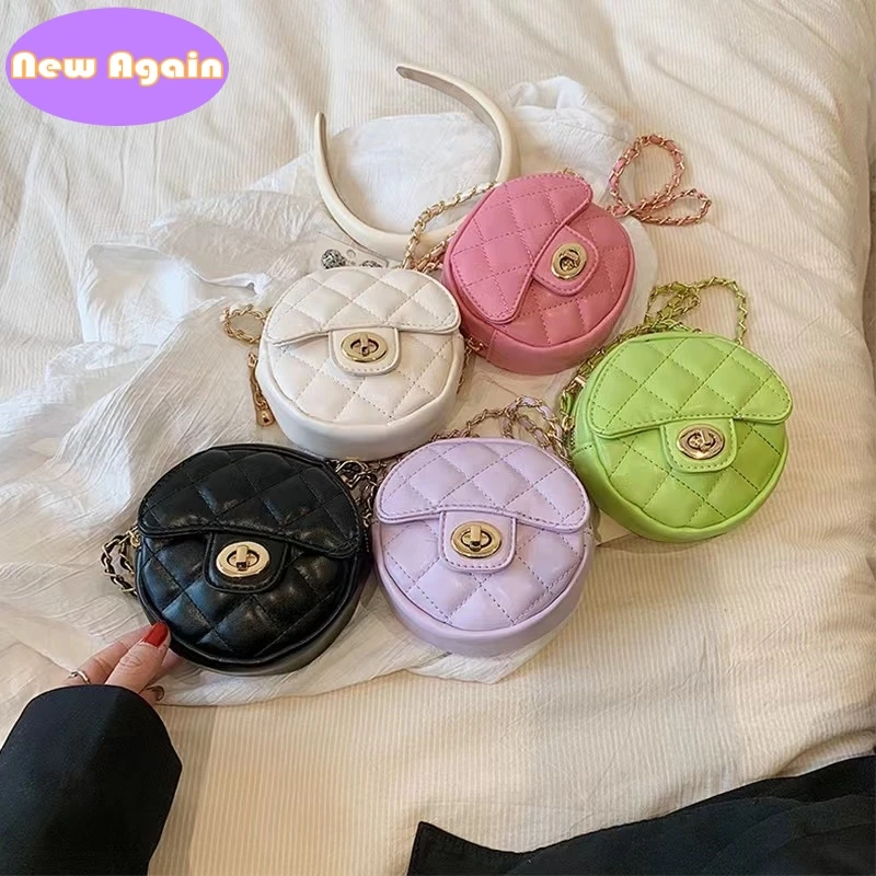 Bolsas de mensajero circulares para niños y niñas, bolsos de hombro de colores dulces, bolso cruzado Circular de pu, mini billeteras para niños pequeños, NA024