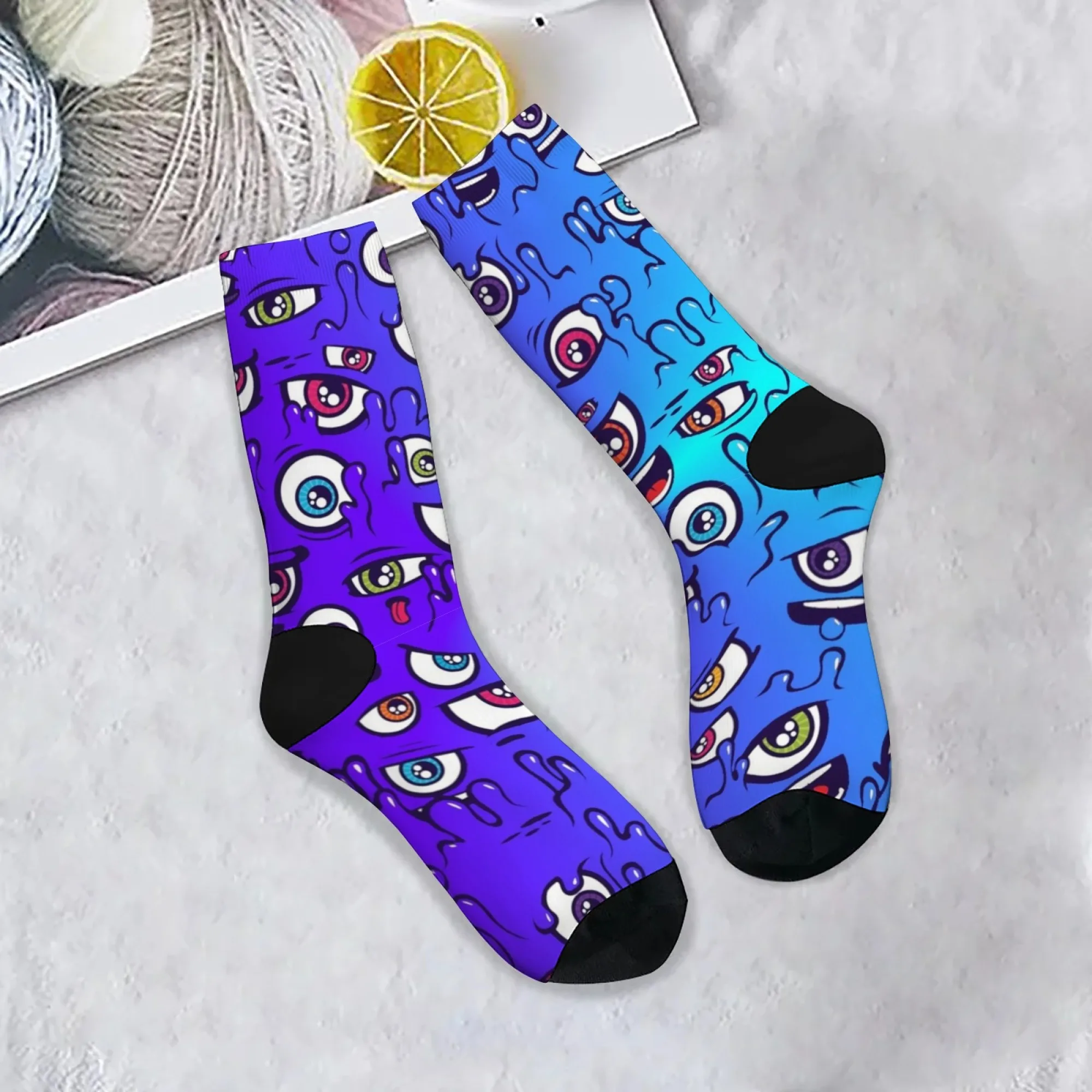 Weird and funny eye print men's socks comfortable breathable non-slip socks novel Harajuku retro street fashion hip-hop socks