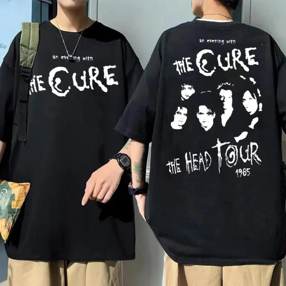 Rock Band The Cure The Head Tour Graphic Print Tshirt Men Women Punk Oversized T Shirt Man Crewneck Tees Men\'s Vintage T-shirt