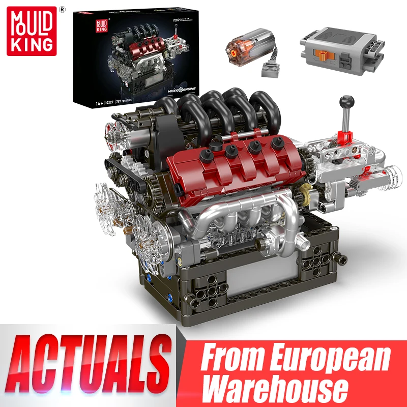 Mould King 10227 Coche Técnico de Juguete, Motorizado GranTurismo S V8 + Transmisión, Bloques de Construcción, Regalo de Navidad para Niños