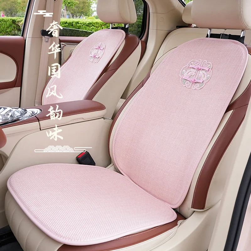 

2024 Simplicity Linen Car Seat Cushion Pad Breathable Car Seat Cover Protector Mat Dust Proof Chinese Style Interior Accessories