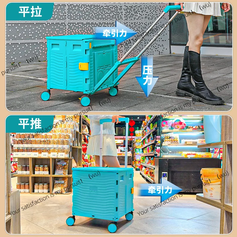 Outdoor camping folding shopping cart, household portable express  cart, setting up a street stall to pull trucks,