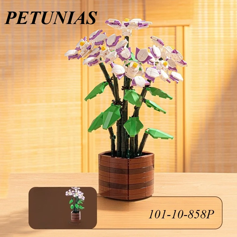 858PCS MORNING GLORY POTTED BLOCK FLOWER MODEL: STYLISH DECORATIVE ORNAMENT, IDEAL GIFT FOR ALL FESTIVALS