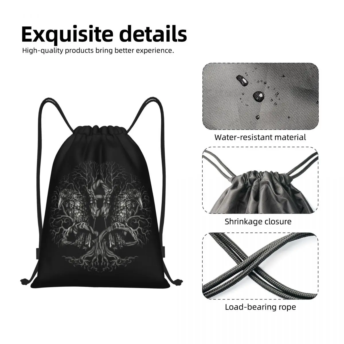 Yggdrasil-mochila personalizada con diseño de árbol de la vida para hombre y mujer, bolso ligero con cordón, ideal para almacenamiento de gimnasio y Deportes