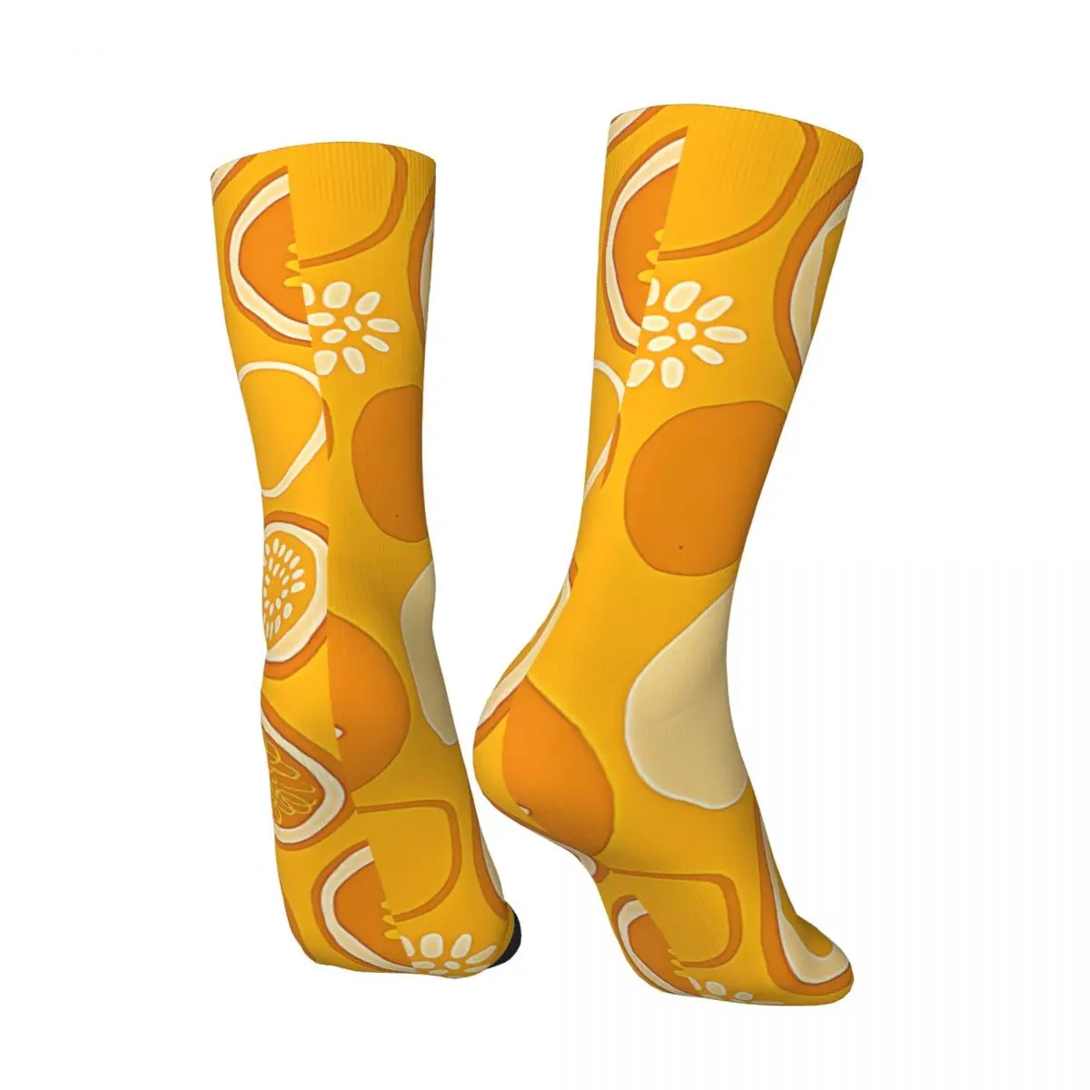 Retro Yellow Tangerine Passion Fruit Contemporary Pattern Men's compression Socks Unisex Street Style Pattern Printed Novelty