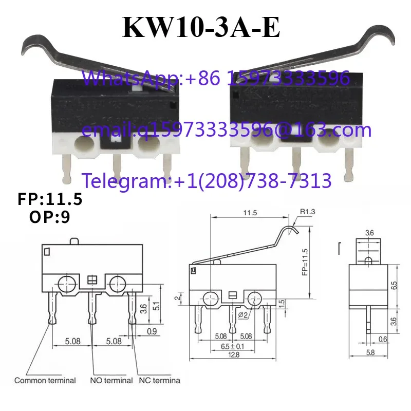 KW10 3A Micro Switch 10Pcs Mouse Button Tactile Stroke Limit Switch 125V 250V Accessory