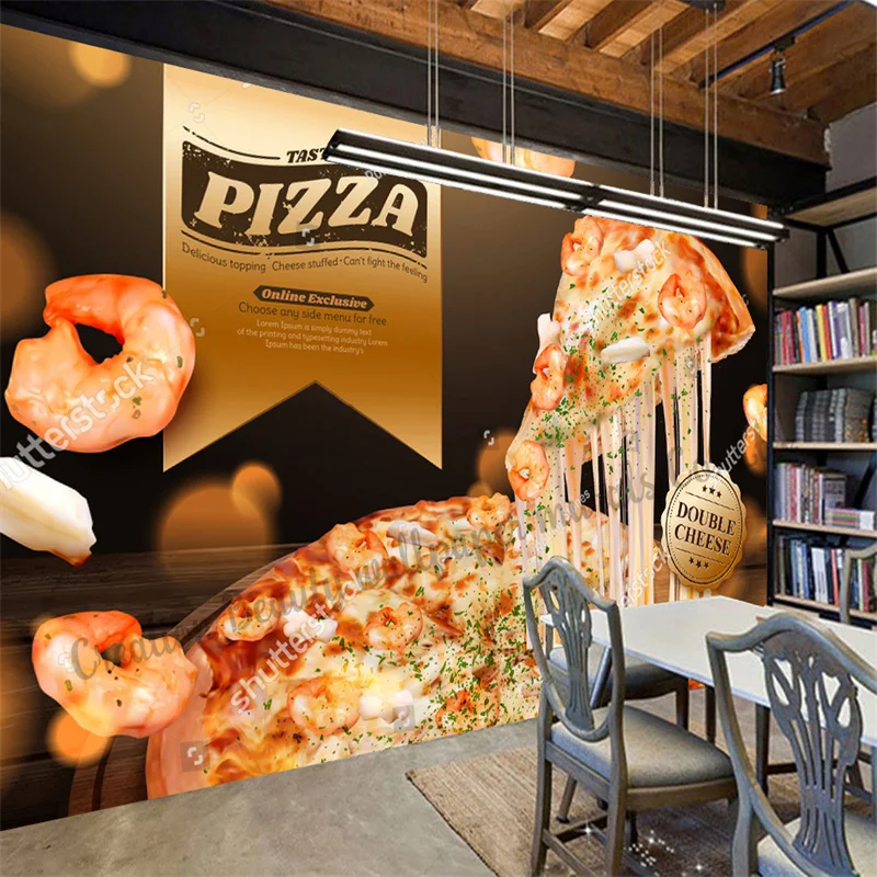 Custom Cheese Pizza Wallpaper Industrial Decoration Mural Fast Food Restaurant Snack Bar KTV Background Wall Papel De Parede