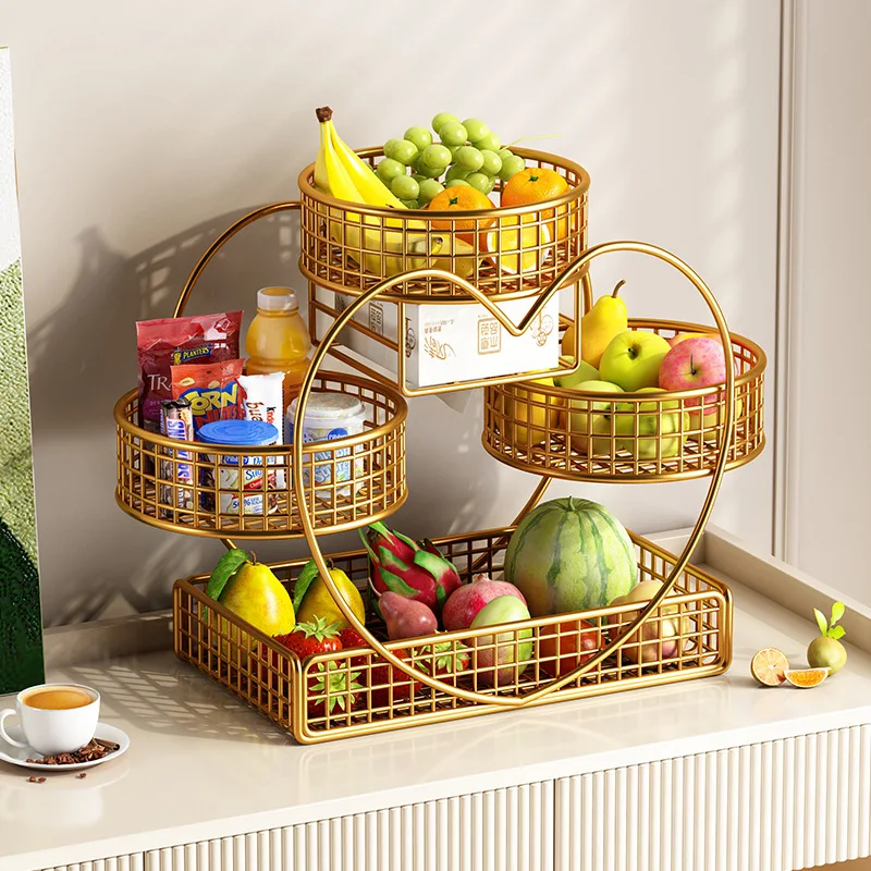 Light luxury high-grade multi-layer fruit plate, living room coffee table, household fruit basket, dried fruit snack sugar tray,