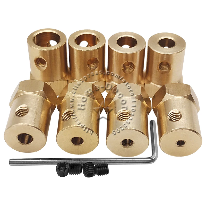 1pcs Brass Rigid Coupling Hexagonal Coupler Motor Shaft Connector Sleeve For Robot Smart Car Toy Boat Model 2/3/3.17/4/5/6/7/8mm