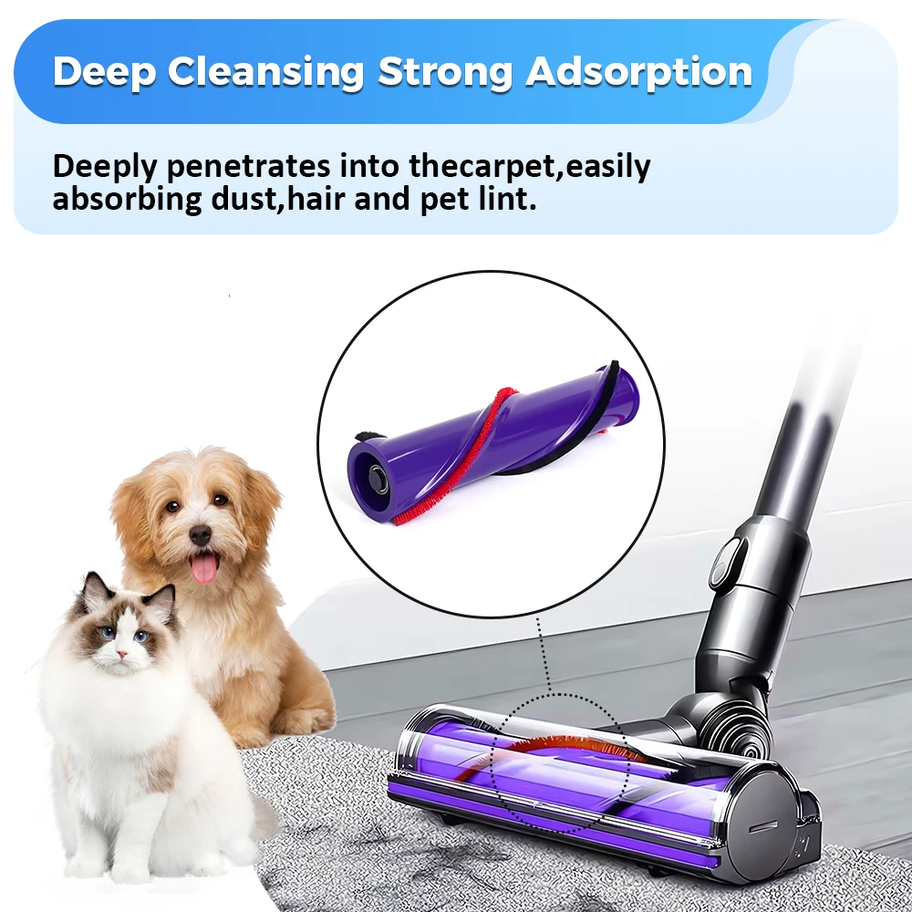 استبدال لفة الفرشاة لجزء المكنسة الكهربائية دايسون V8 المتوافق مع فرشاة تنظيف رأس الفرشاة اللاسلكية استبدال جزء الأسطوانة