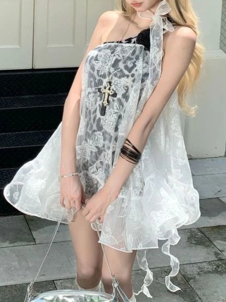 フレンチセクシースタイル スリム Y2K ツーピースセット レディース スキニー レオパードドレス + シックなレースブラウス 新作 ピュアディザイア スパイスガール スイートスーツ 2025