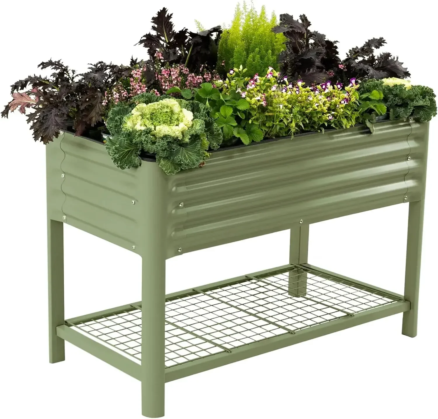 Elevated Raised Garden Bed-V Series, 2' x 4' Garden Beds with Legs & Storage Rack for Patio Porch, 700 Lbs Weight Capacity, Outd