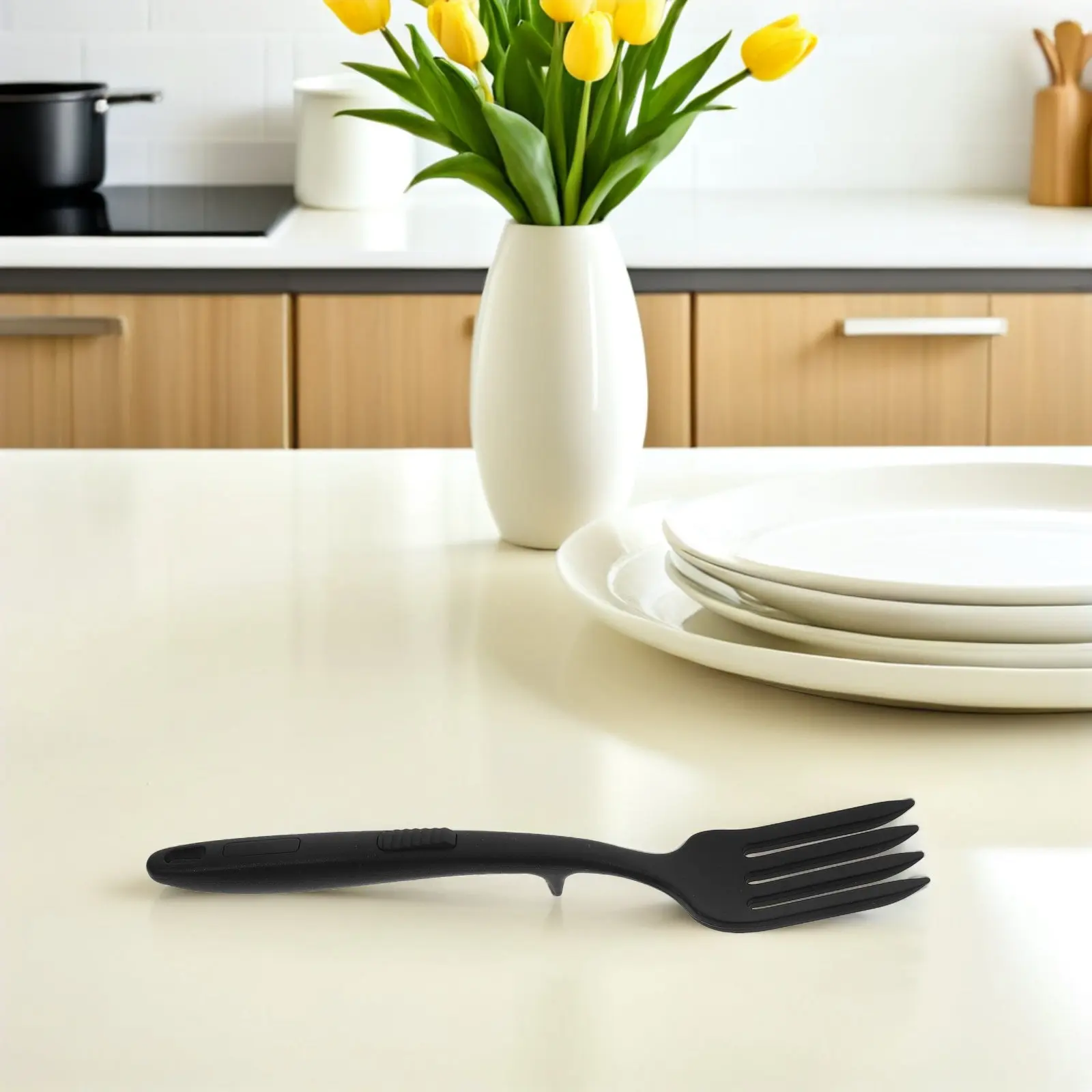 3Pcs Silicone Cooking Fork Set Flexible Heat Resistant Kitchen Utensils for Pasta Stirring Serving Mixing Nonstick
