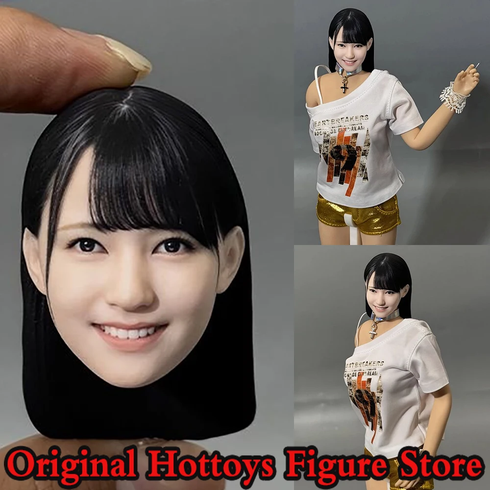 1/6 Scale Female Soldier Head Sculpture Yatsugake Umi Japanese Sweet Style Actress Head Carving For 12'' Action Figure Doll Toy