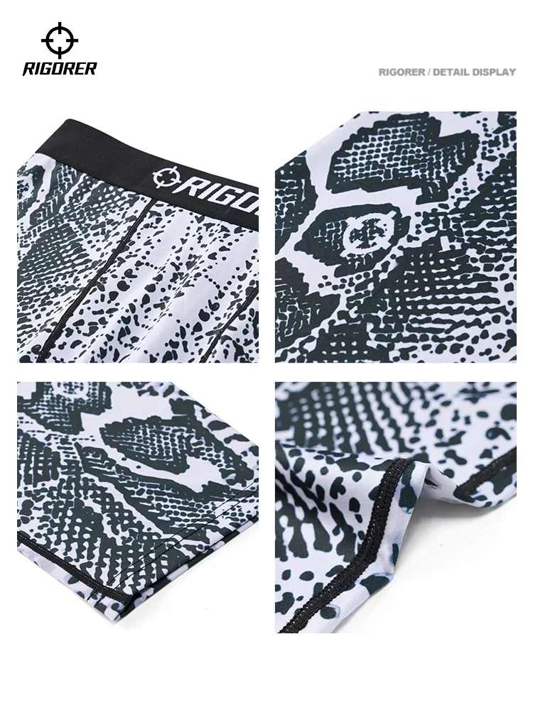 شورت Rigorer Men's Pro Compression 7/10 Length لخريف 2025 - مطبوع عصري، عالي التمدد وسريع الجفاف لكرة السلة واللياقة البدنية