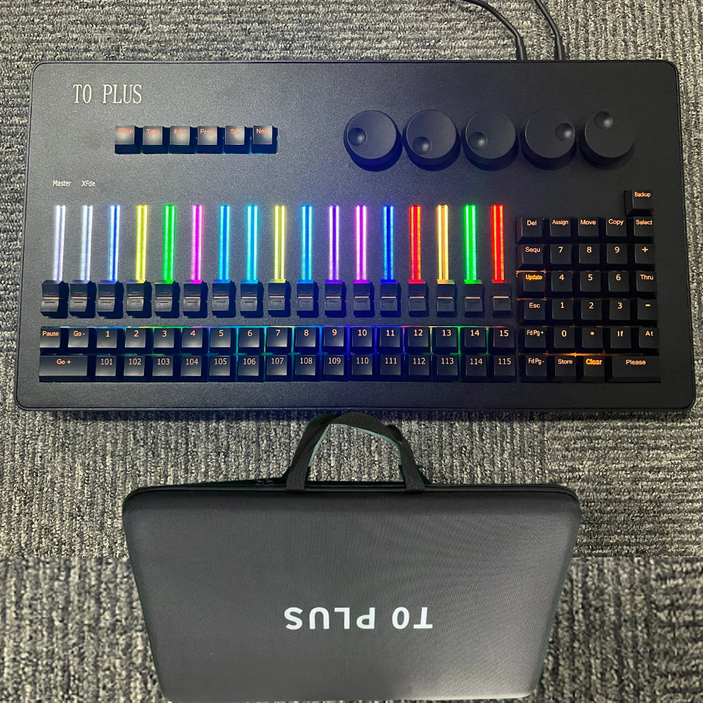 Command Wing T0 Plus onPC RGB Light Strip Backlit 5 Encoder Fader for Unlock MA2 Lighting Software Wedding Stage Light Control