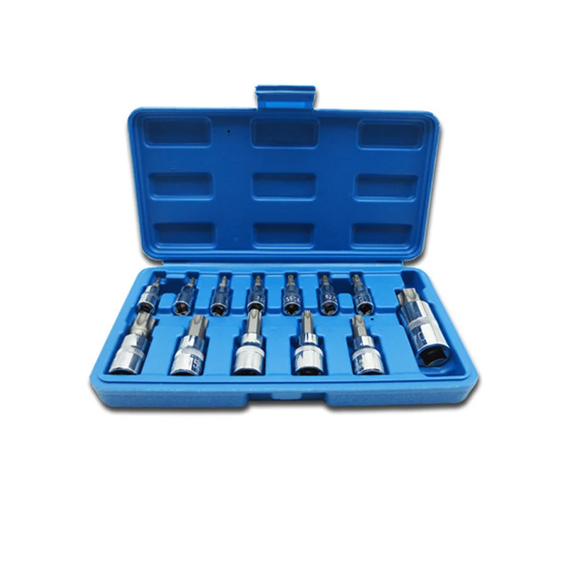 13PCS Hexagonal Plum Blossom Socket Wrench Tool Set Star Shaped Screwdriver  Hand Tools T-shaped 1/4inch  3/8 inch 1/2inch