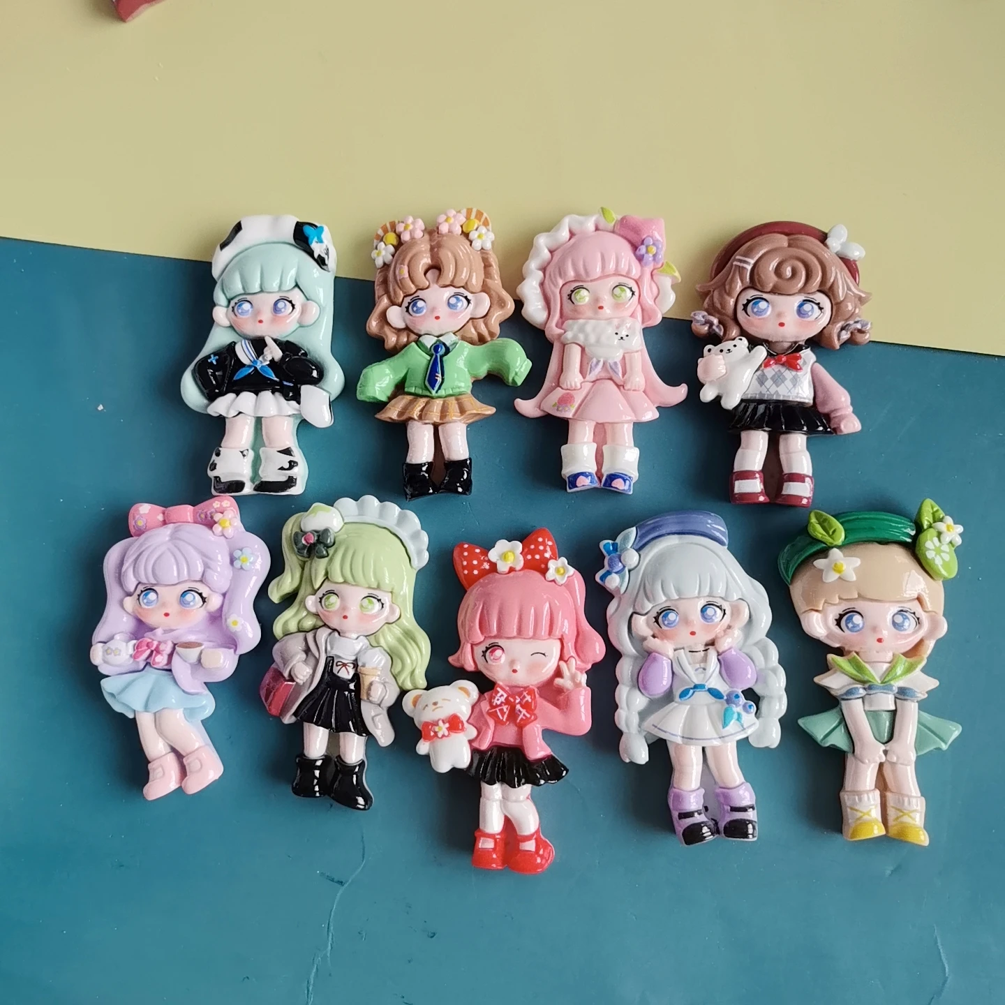 

Мультфильм милая девушка смола плоская задняя часть кабошон DIY ремесла скрапбук волосы бант центр аксессуары