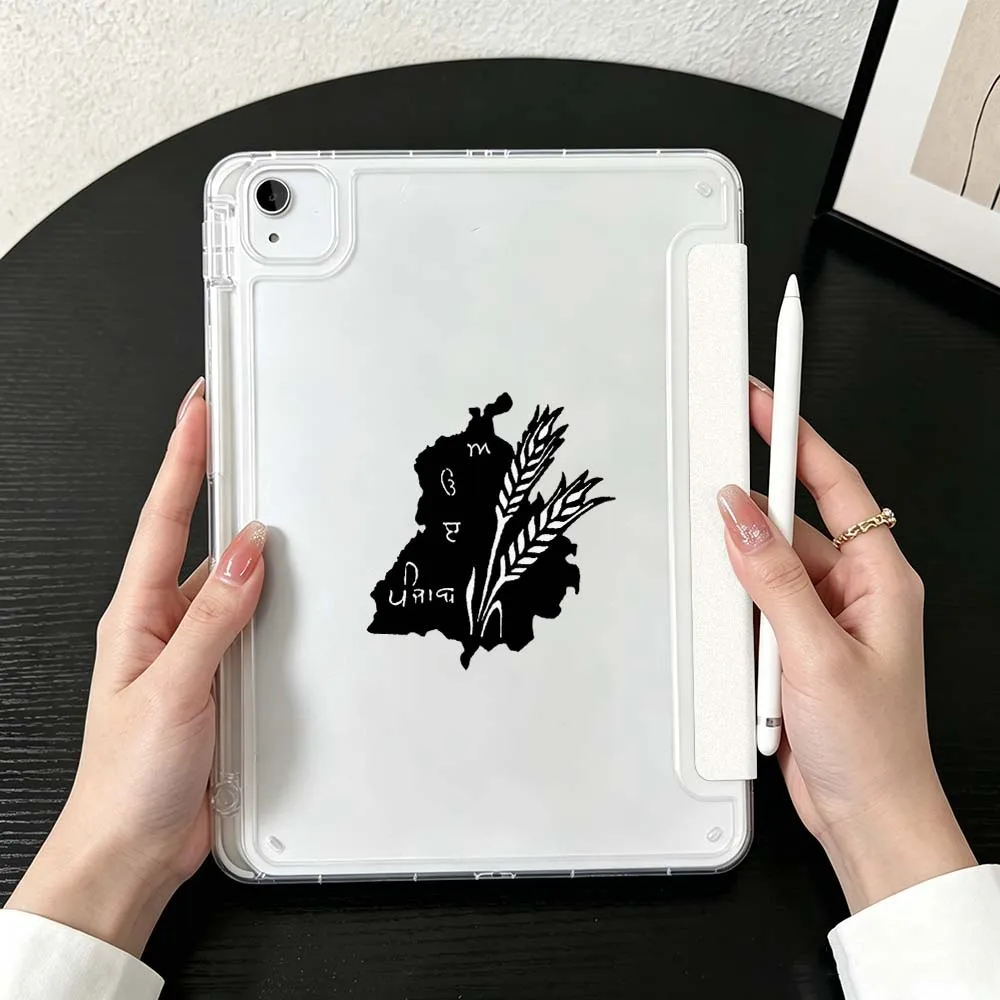 Punjab Map Outline For iPad Mini Pro Air 5 6 7 8 9 10th 11th 11 9.7 10.9 13 inch Transparent Y-Shaped Folding Tablet Case