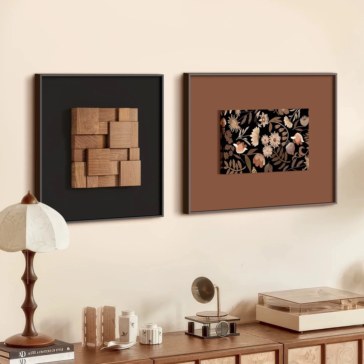 French entrance decoration painting hanging painting living room high-end medieval style walnut hand-painted sandstone painting