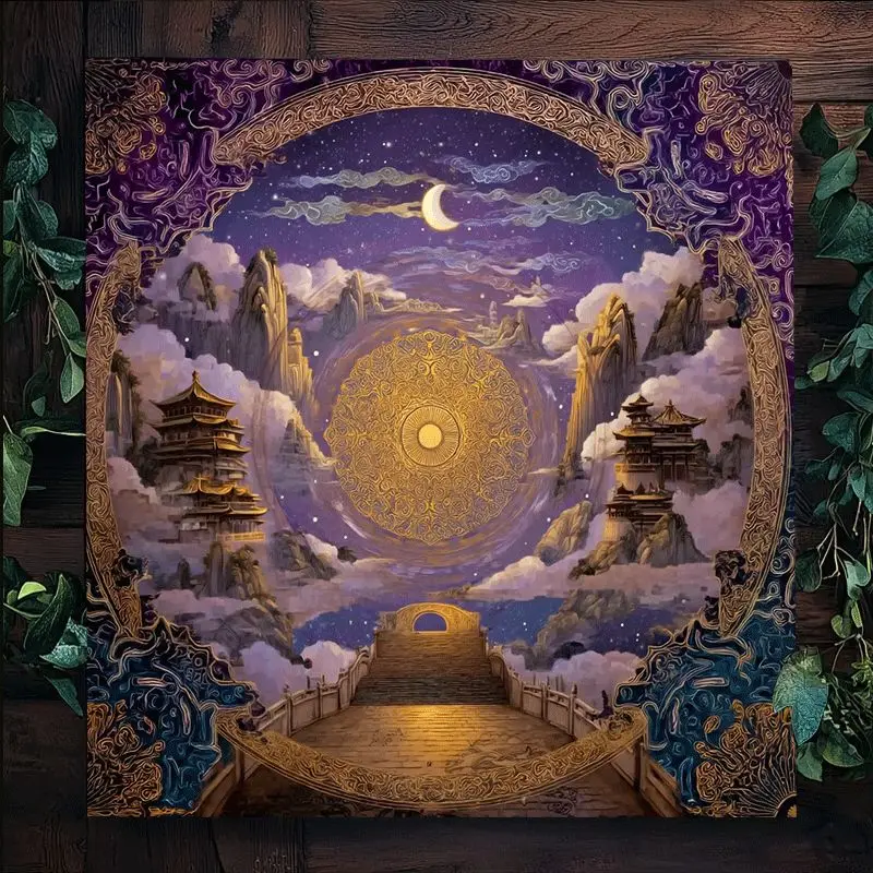 1pc Asgard Wonderland Tarot Tablecloth – Celestial Paradise Design for Meditation & Home Decor Available in multiple sizes