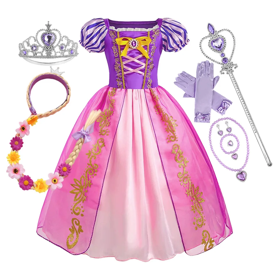 

2025 Girl Princess Dress Tangled Rapunzal Princess Halloween Birthday Carnival Party Vestido Kids Birthday Costume