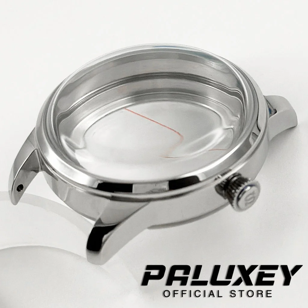 33mm Cocktail Watch Case Fit for NH38 NH35 Automatic Movement Arch Glass Transparent Backcover Steel Silver Case Suit 29mm Dial