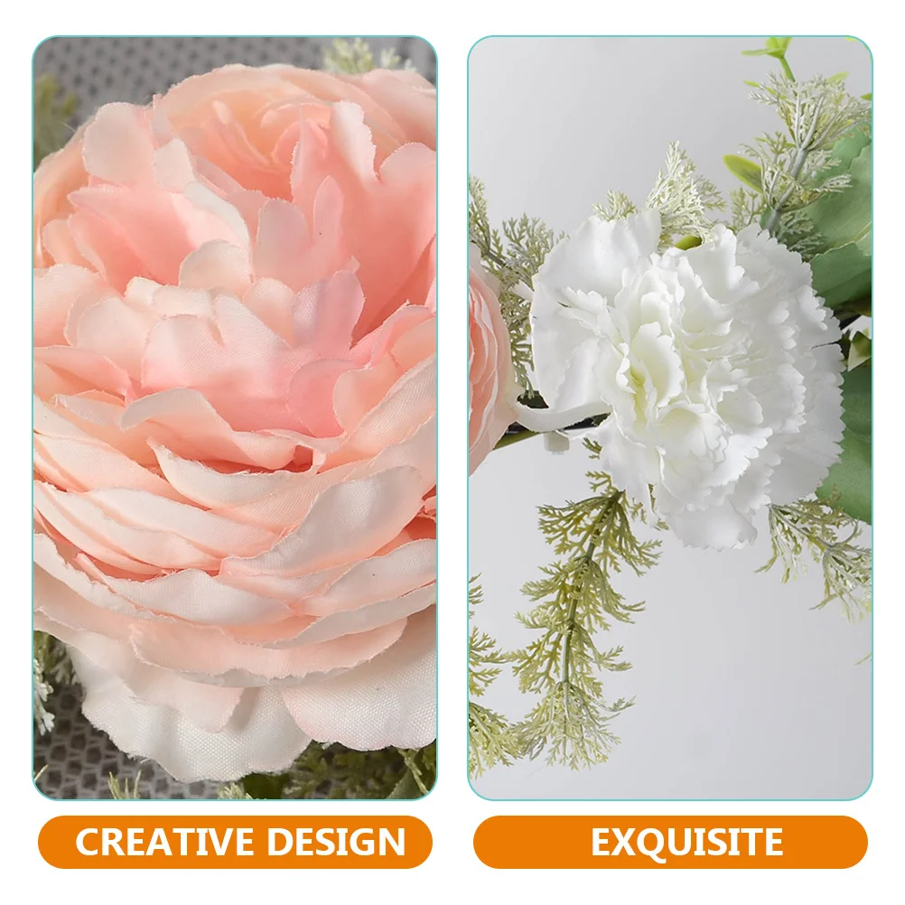

Artificial Carnation Wreath Simulation Hanging Decor Realistic Silk Flower Wreath for Door Wall Festival Party Decoration