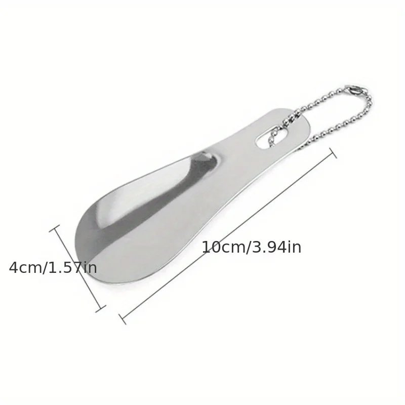 1pc stainless steel metal shoehorn, portable shoehorn, shoe wearing aid, essential for home travel view 2