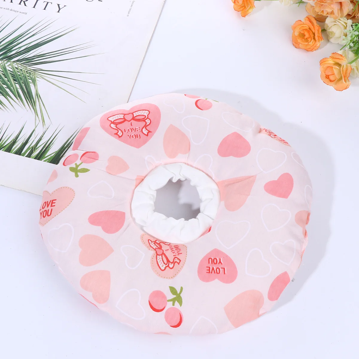 

1Pcs Cat Recovery Collar Pink Heart Shape Printed Elizabethan Collar Protective Anti-Scratch Neck Cone Size S Pet Dog Neck Cone