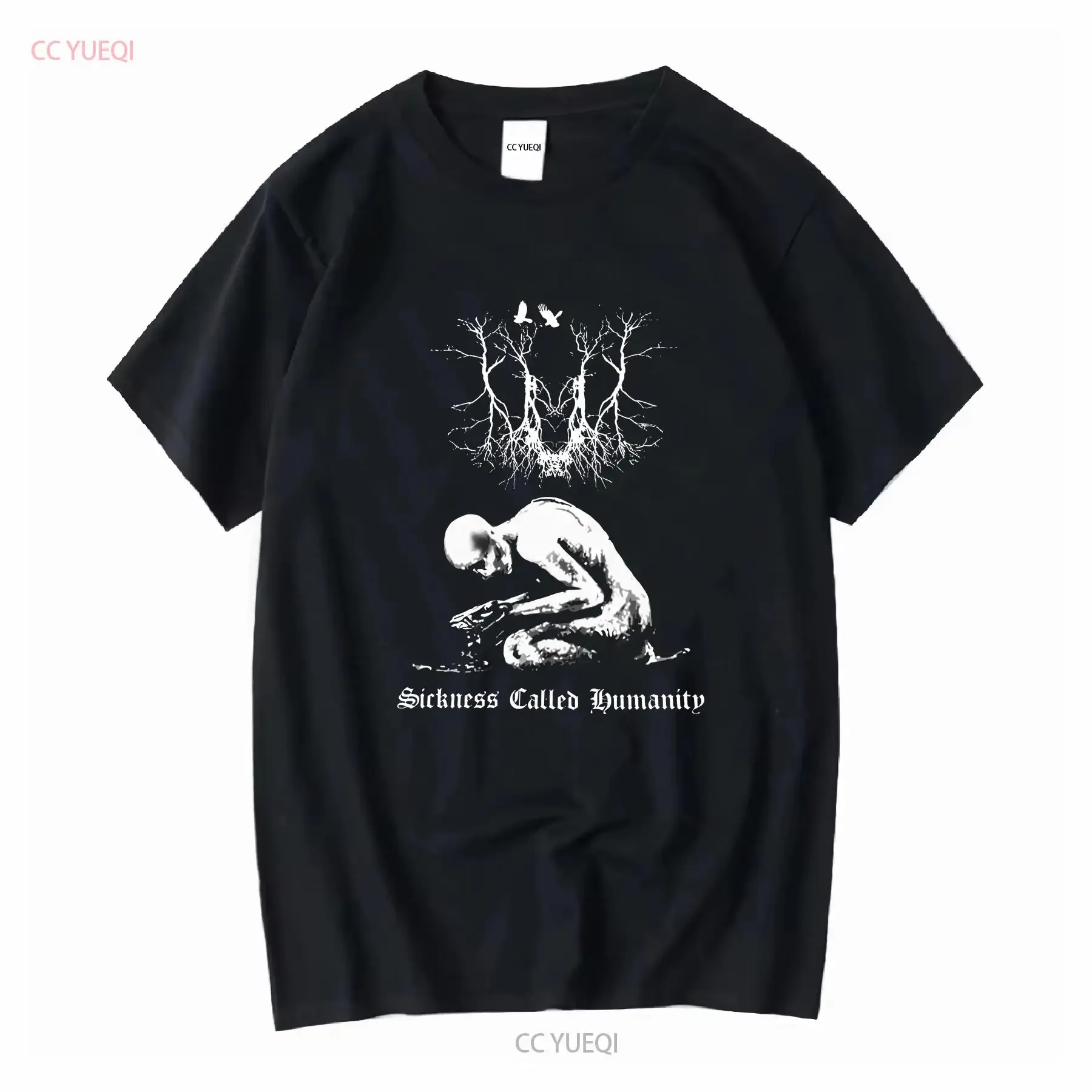 SAD Sickness Called Humanity T Shirt L DSBM Xasthur Lifelover Abyssic Hate Rare vintage Washed fashion Stretched graphic Unisex