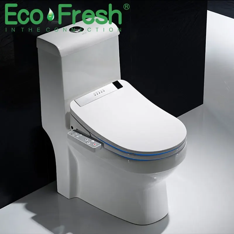 Ecofresh bathroom smart toilet seat cover electronic bidet clean dry seat heating wc gold intelligent led light toilet seat