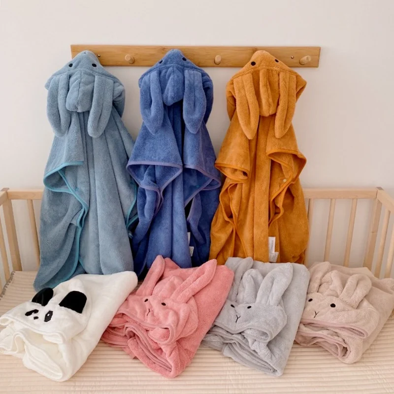 Soft Baby Bath Towel Blanket Newborn Hooded Towels Super Absorbent Poncho Beach Spa Quick-drying Bathrobe for Infant Boys Girls