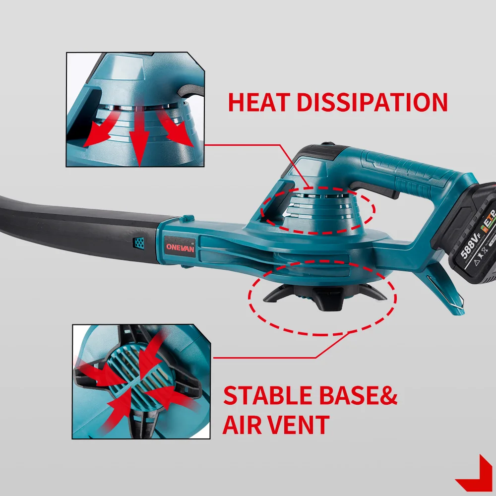 ONEVAN-soplador eléctrico de 4500W, limpiador de polvo de hojas inalámbrico eficiente de 46000rpm, potente soplador de nieve de 6 engranajes para