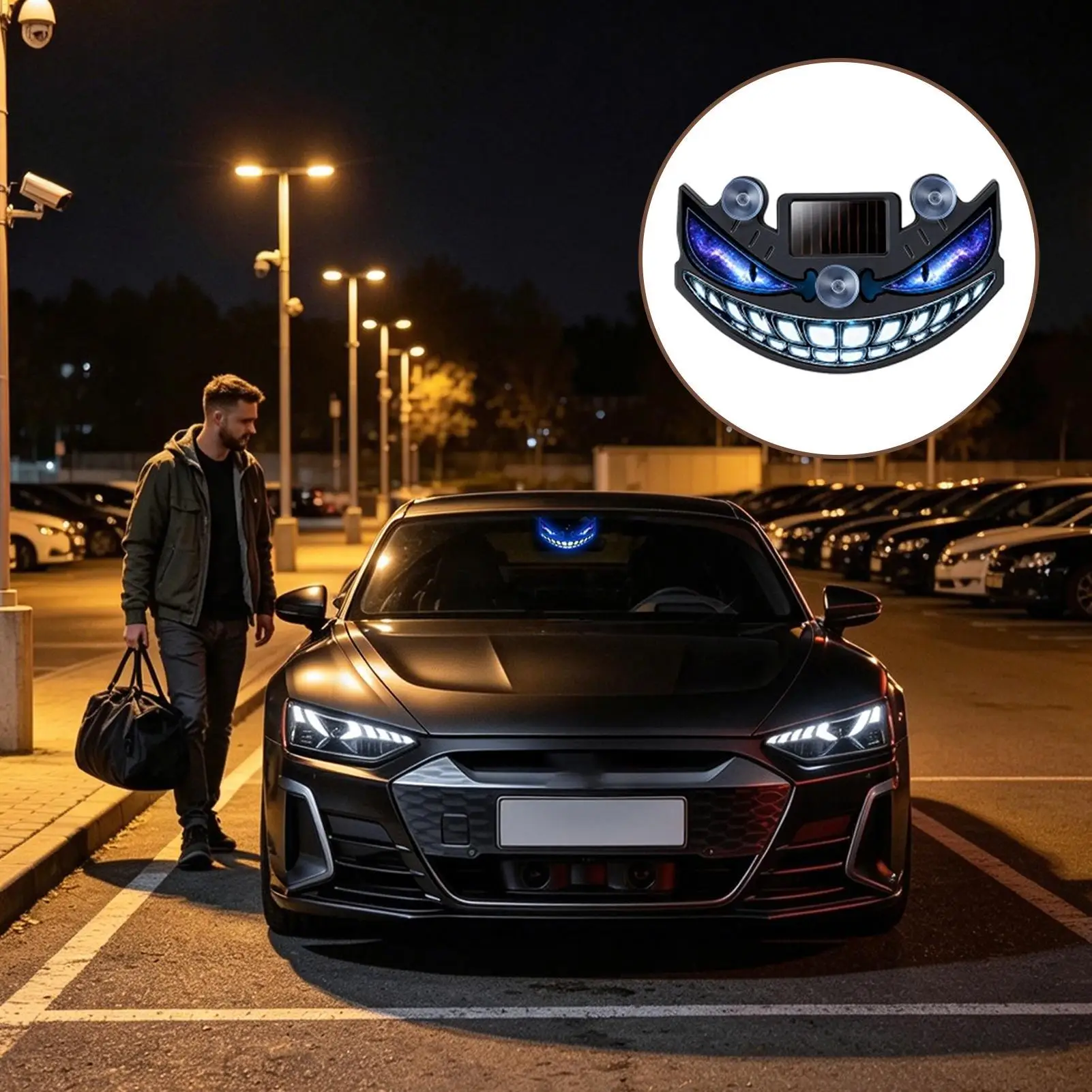 Window Light For Car LED Solar Rechargeable Windshield Ambient Lamp Animated Car Window Light For SUV Sedan Automotive Daily
