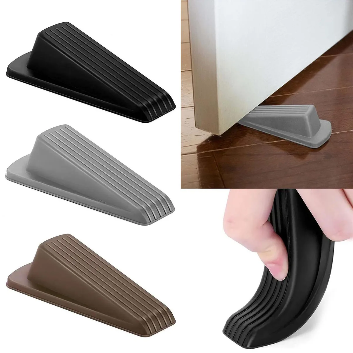 Wind Resistant Fixed Door Barrier, Crash Stopper, Household Door Blocker, Door Barrier Wedge, 3Pcs