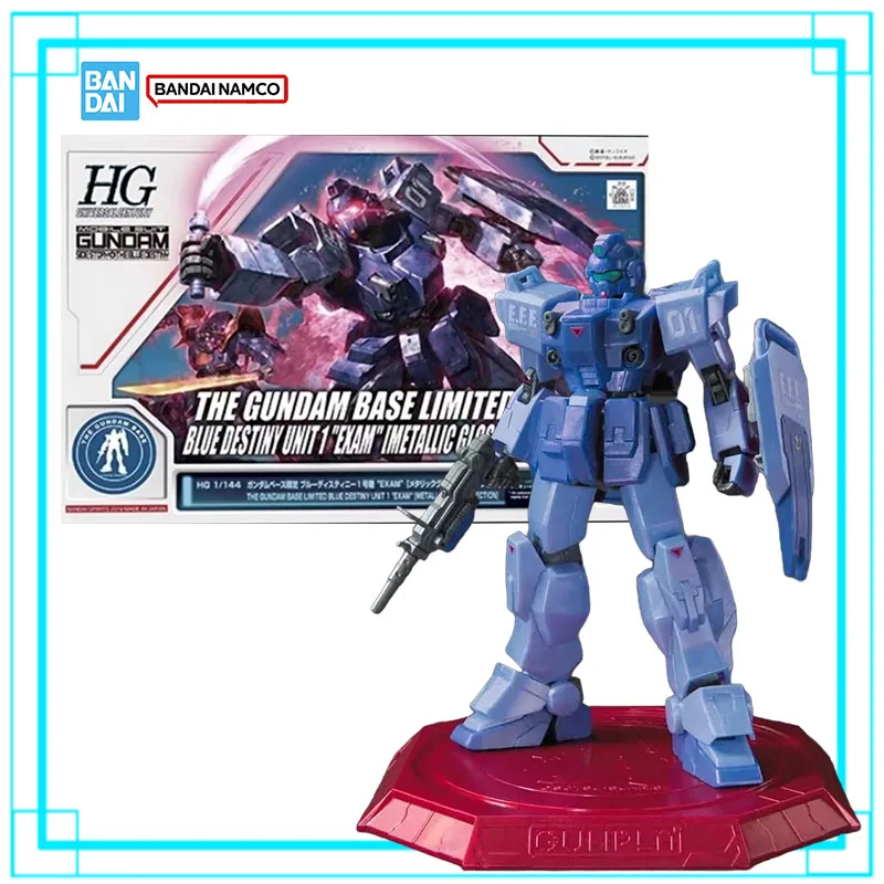 In Stock Bandai Gundam HG 1/144 Blue Destiny Unit 1 EXAM Metallic Gloss Gundam Base Limited Model Kit Assembly Toy For Men Gift