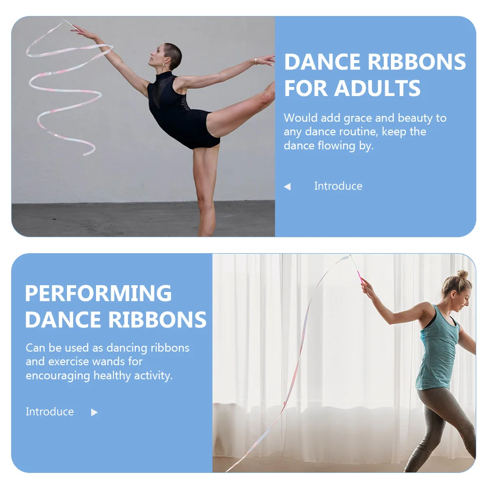 

3Pcs Performing Gymnastics Ribbon Dance Fitness Streamer Decorative Wand Dance Ribbon Gymnastics Streamer