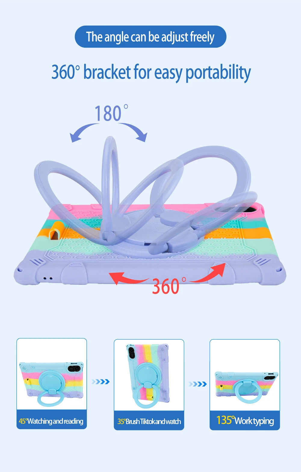 Rotating Kids Case For Xiaomi Redmi Pad 2 2025 25040RP0AG 25040RP0AI Soft Silicone Stand Cover With Handle Grip Shoulder Strap