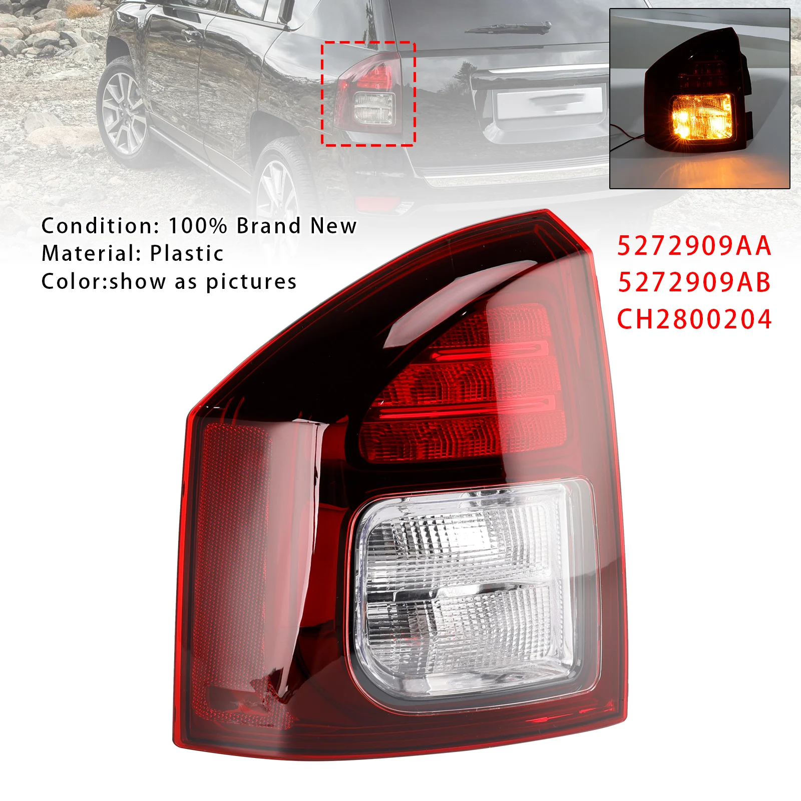 

Artudatech левый/правый задний фонарь в сборе для Jeep Compass 2014 2015 2016 2017 5272909AA 5272908AA 5272909AB