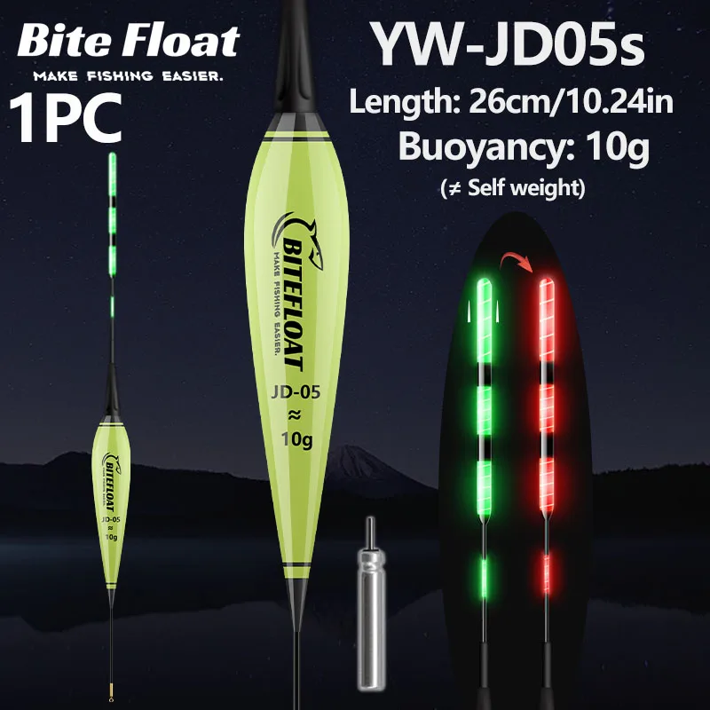 1/2 Stück Nacht-Smart-Angelköder mit LED-Licht, Bissanzeiger, Farbwechsel-Band, CR425 Batterie 5-20g Smart Float