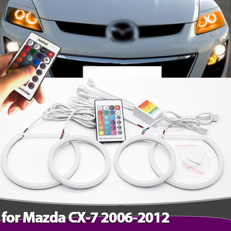 Remote Control Daytime Light Angel Eyes LED Cotton RGB 16-Color Headlight Ring Kit for Mazda CX-7 2006-2012 Accessories