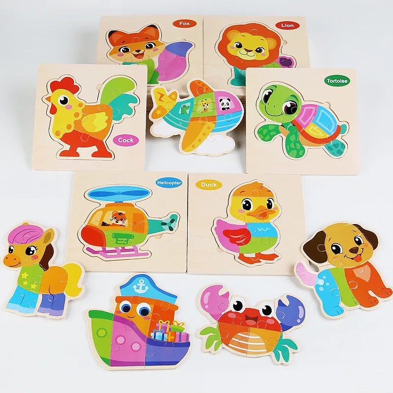 

Wooden Kids Cartoon Jigsaw Puzzle Baby Puzzle Early Education Enlightenment Animal Rabbit Butterfly Transport Jigsaw Puzzle Toy