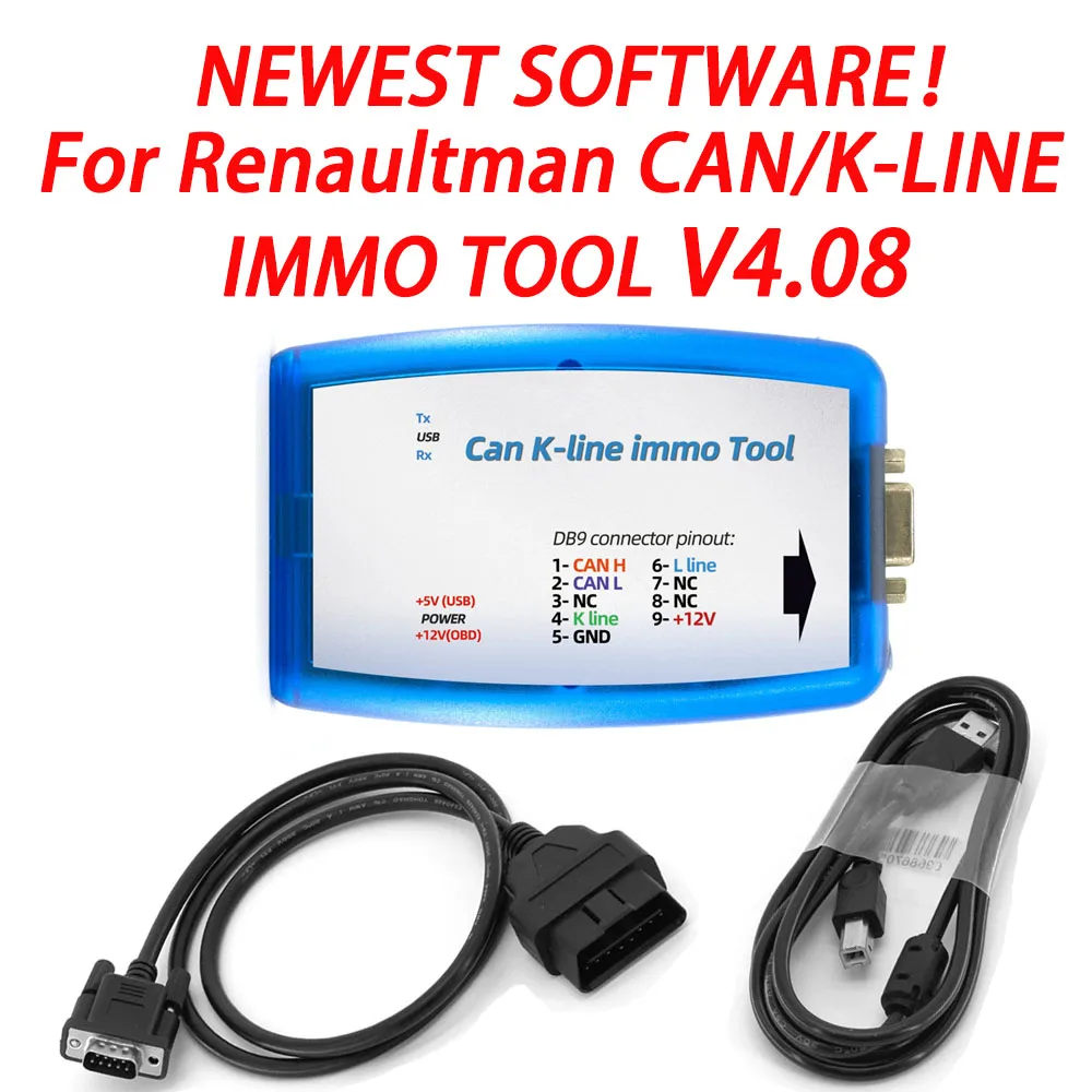 New Arrival For RenaultMan V4.08 Can K-line Immo Tool Rena-ult OBD2 Auto ECU Programmer Tools Support R and W EEPROM or Flash