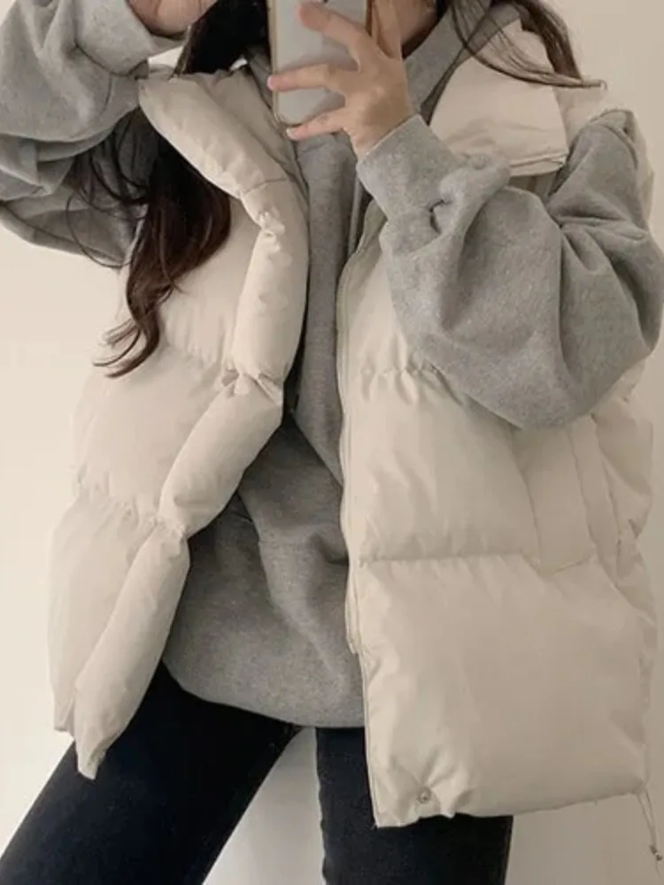 

Women's Thiened Warmth Cotton Jaet Vest Stand Collar Layering Outerwear Spring Autumn Winter Faion Commute Sle
