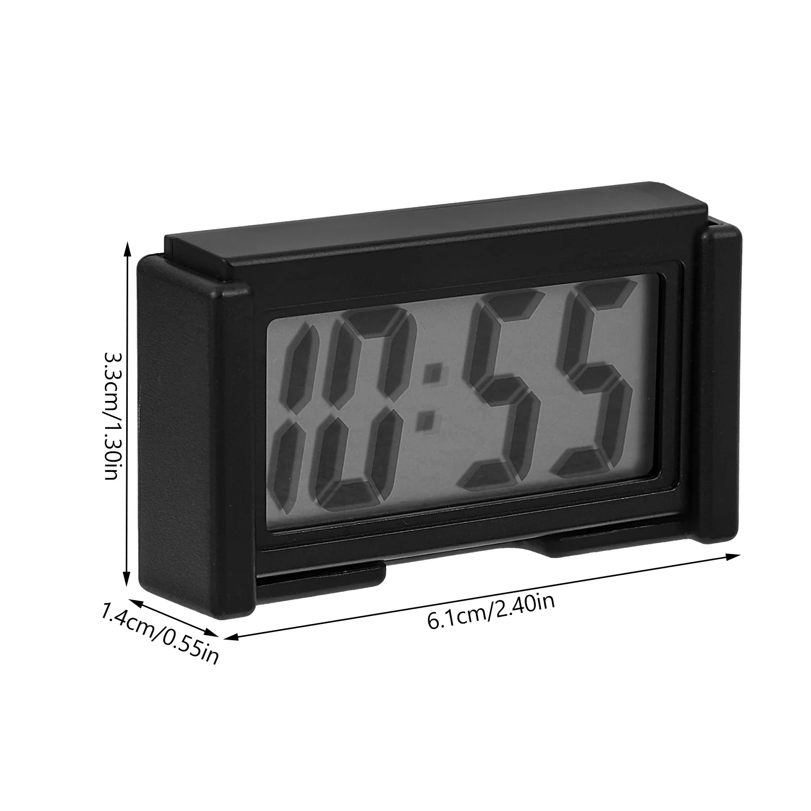 Clocks Car Digital Auto for Dash Stick on Vehicle Mini Tiny Black Small Nightstand