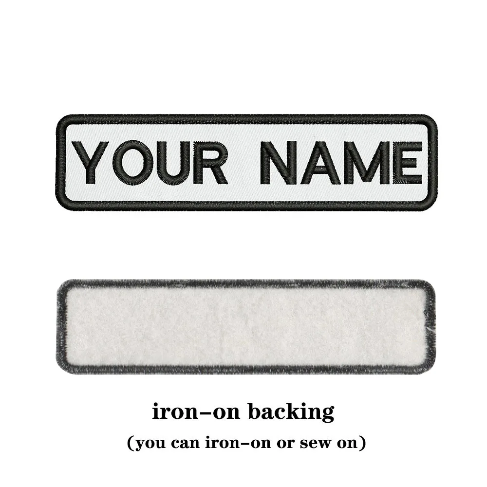 White Backgroun 10X2.5cm Embroidery Custom Name Text Patch Stripes Badge Iron On Or Patches