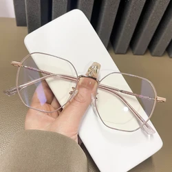 Polygon Shape Women Glasses Korean Style Blue Light Blocking Female Eyeglasses Hot Selling Decorative Glass
